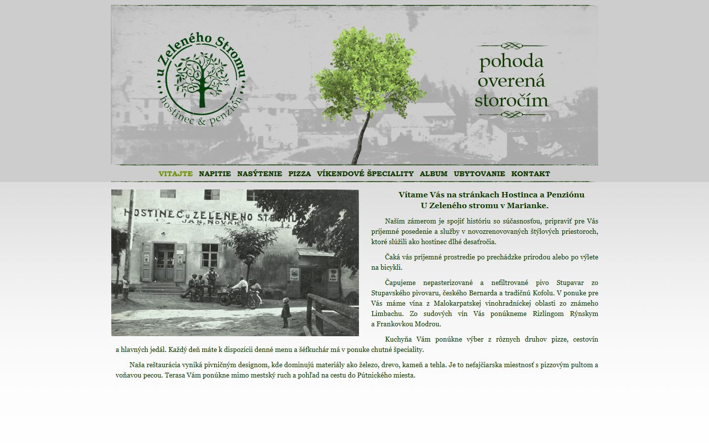 Pôvodný web Hostinec U Zeleného Stromu